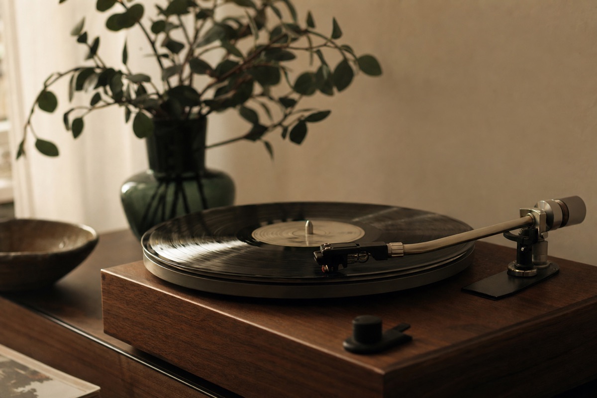 Close-up of a record player